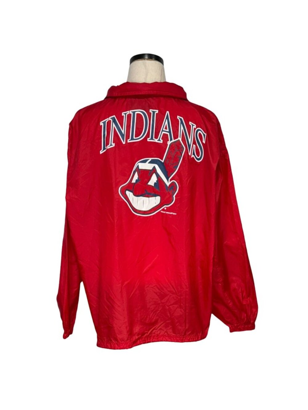 Vintage 80s Chalk Line Cleveland Indians Red Windbreaker Jacket 2XL Nylon Water